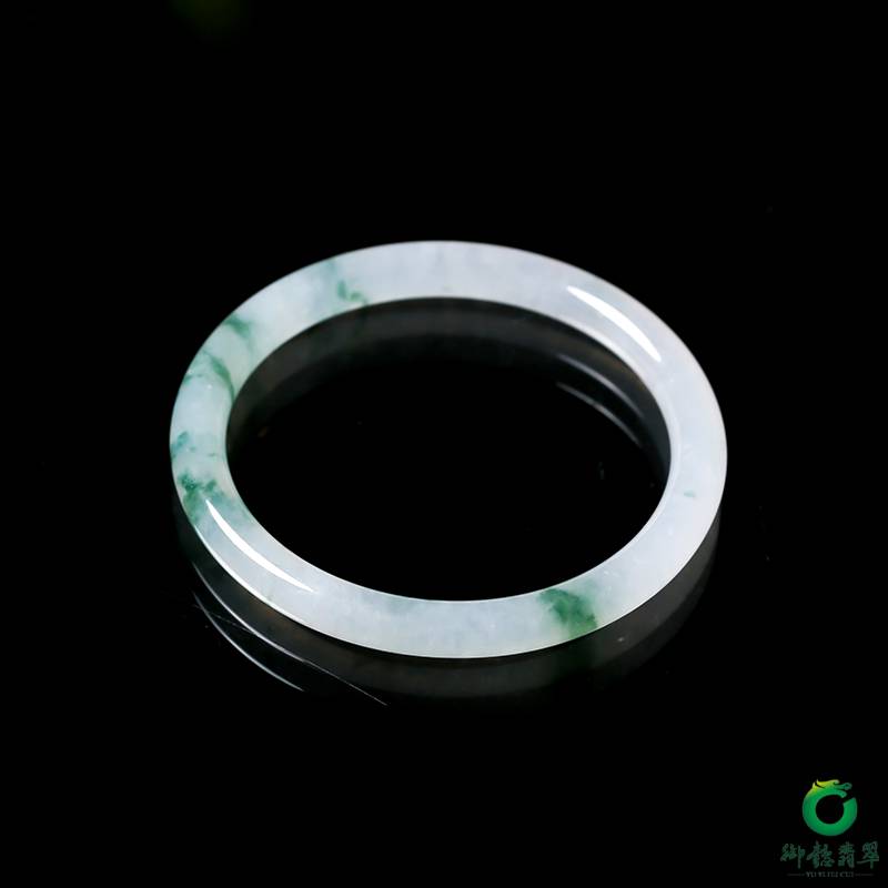 缅甸天然A货冰糯种飘花细圆条手镯 内径55mm