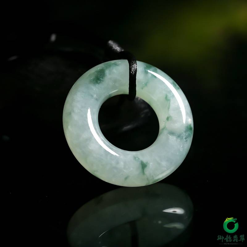 缅甸翡翠A货 冰种飘花玉环 33.8克