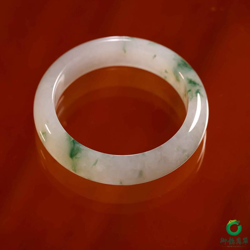 缅甸天然A货冰种飘花 手镯 内径57.5mm 78.4克
