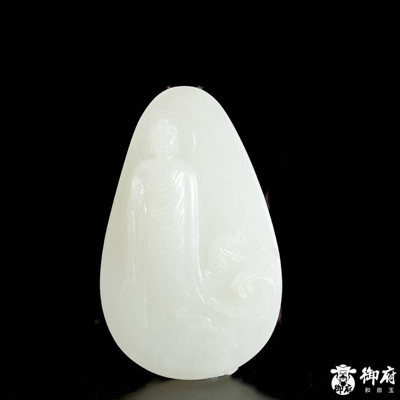 新疆和田玉原毛孔皮0白玉籽玉挂件 礼佛 18.8克 图片5
