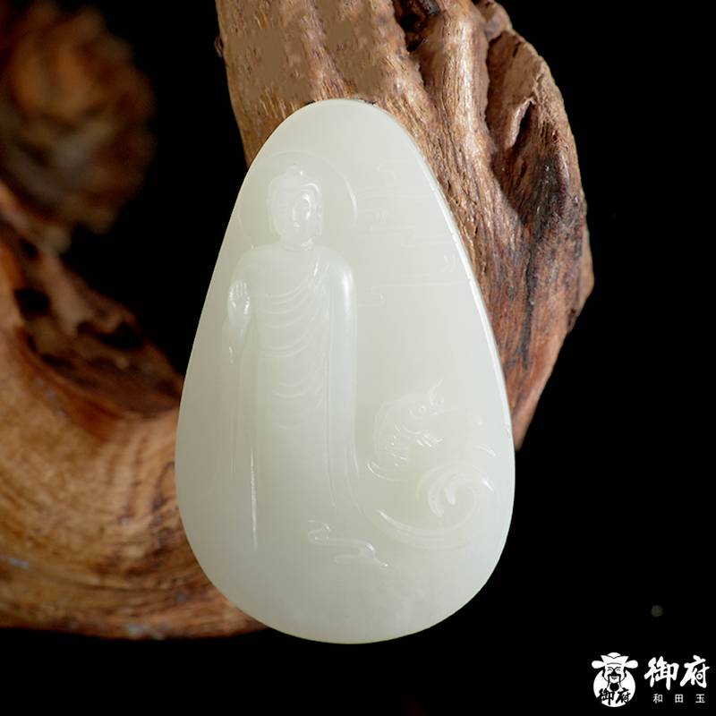 新疆和田玉原毛孔皮0白玉籽玉挂件 礼佛 18.8克 图片3