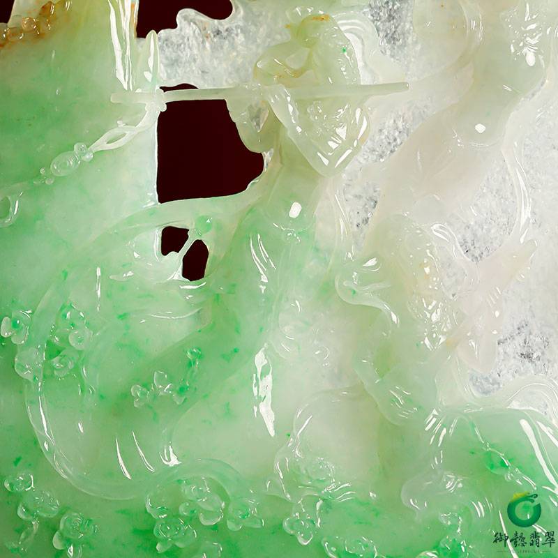 "玉龙奖"铜奖 付雪飞工作室 重1823克（一对）缅甸翡翠紫罗兰摆件 太平盛世 图片5