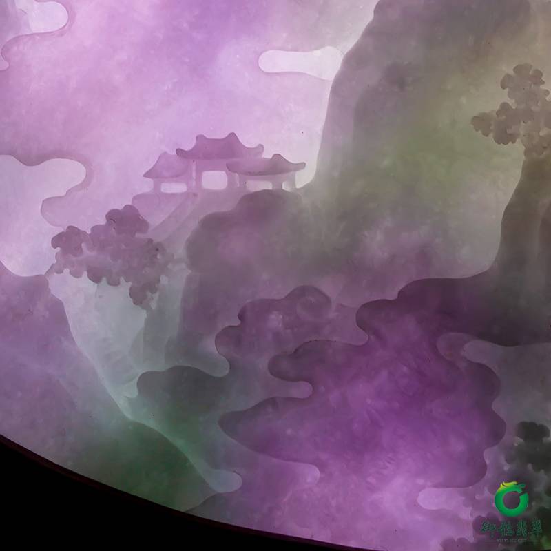 缅甸翡翠A货春带彩插牌摆件 文殊普贤菩萨 图片9
