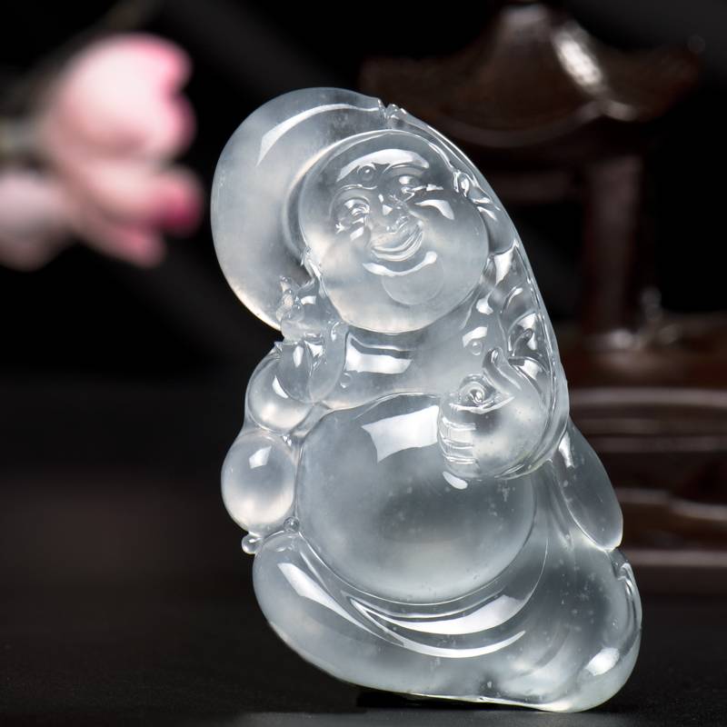缅甸翡翠A货 冰种挂件 笑佛 19克 图片2