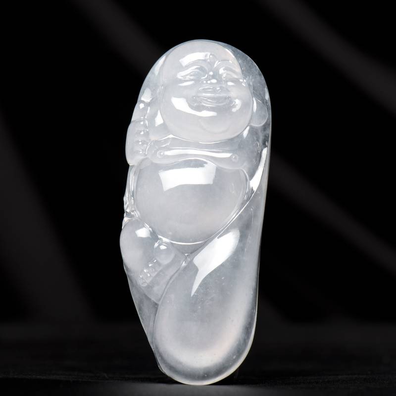 缅甸天然A货 翡翠冰种淡晴水逍遥自在挂件