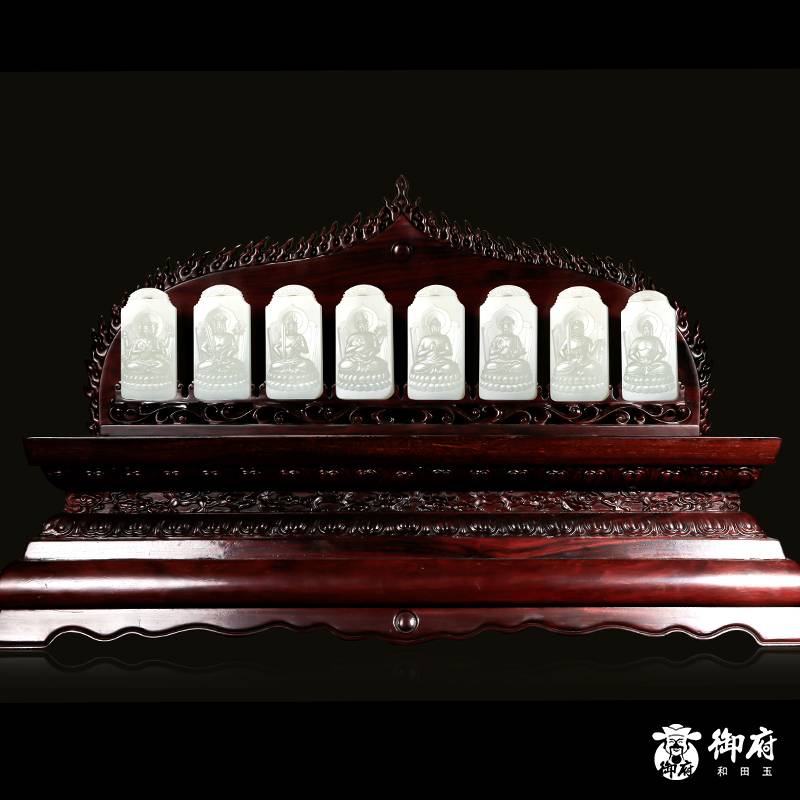 &ldquo;神工奖&rdquo;金奖 付雪飞工作室 重 1596.9克 新疆和田玉羊脂白玉籽料 八大守护神 图片18
