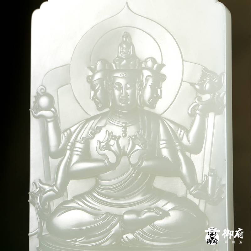 &ldquo;神工奖&rdquo;金奖 付雪飞工作室 重 1596.9克 新疆和田玉羊脂白玉籽料 八大守护神 图片15