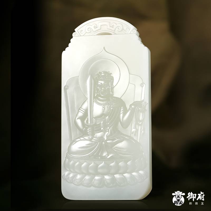 &ldquo;神工奖&rdquo;金奖 付雪飞工作室 重 1596.9克 新疆和田玉羊脂白玉籽料 八大守护神 图片4