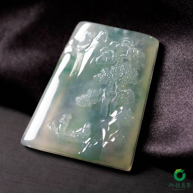缅甸翡翠冰种山水情玉牌 25.7g 图片4