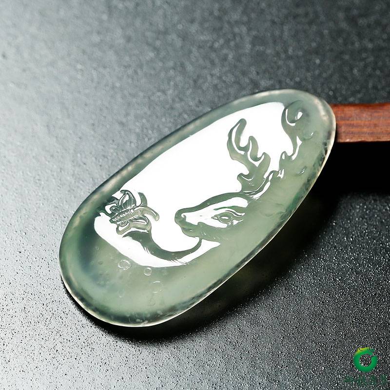 缅甸天然翡翠A货玉牌 福禄 11.4克 图片5