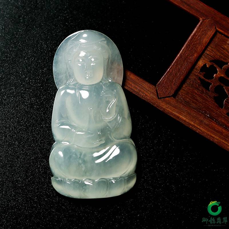 缅甸翡翠 A货 冰种吊坠 观音 25克