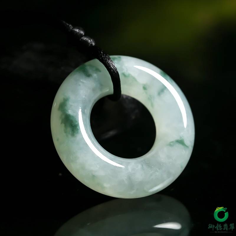 缅甸翡翠A货 冰种飘花玉环 33.8克