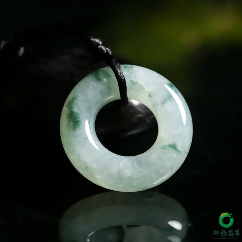 缅甸翡翠A货 冰种飘花玉环 33.8克 图片2