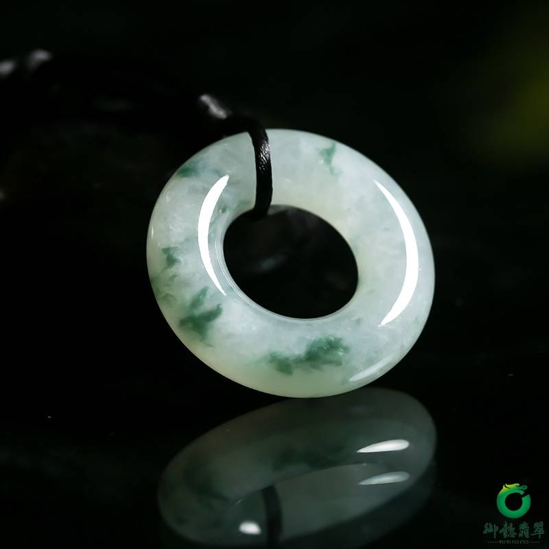 缅甸翡翠A货 冰种飘花玉环 33.8克 图片5
