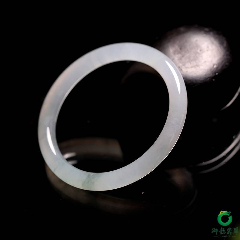 缅甸天然翡翠 冰飘蓝花 福镯 内径54.5mm 30.5克 图片2