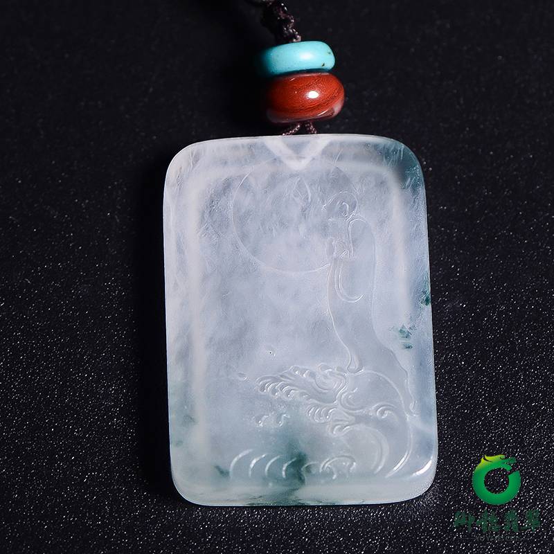 缅甸翡翠A货冰种飘花挂件 悟道 7克 图片6