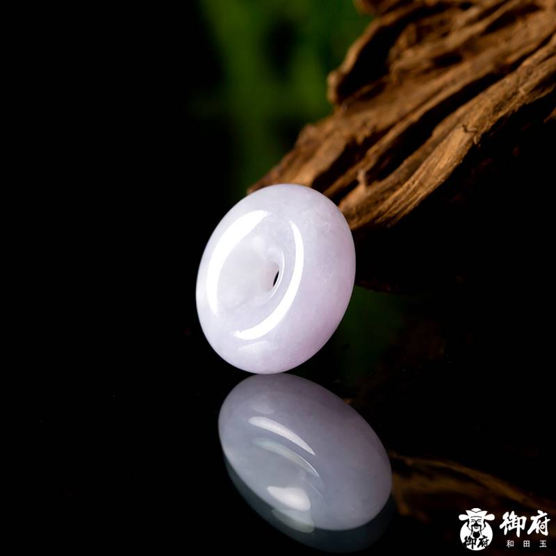 缅甸天然翡翠A货 糯冰种紫罗兰翡翠 平安扣 12.3克 图片3