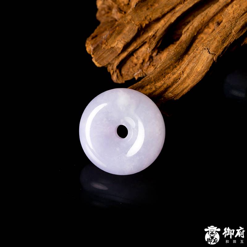 缅甸天然翡翠A货 糯冰种紫罗兰翡翠 平安扣 12.3克 图片5