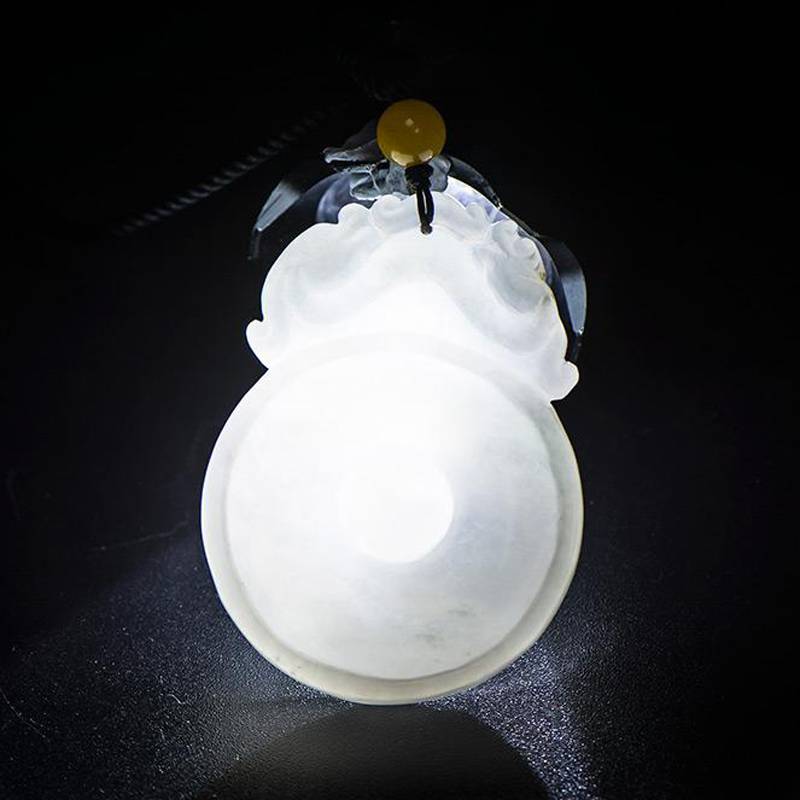 缅甸翡翠A货冰糯种吊坠挂件 二龙戏珠17.6 克 图片2