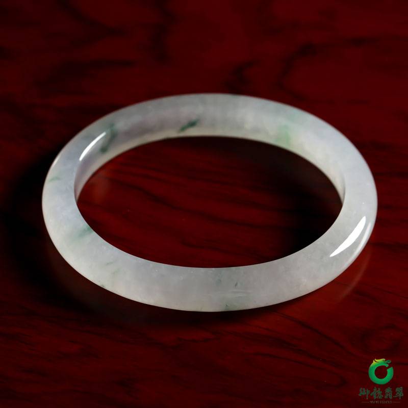 缅甸翡翠A货冰种飘绿手镯 内径55mm 35.4克 图片6