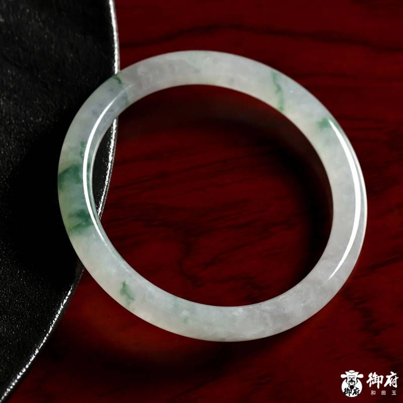 缅甸翡翠A货冰种飘花细圆条手镯 27.2克 内径54mm 图片3