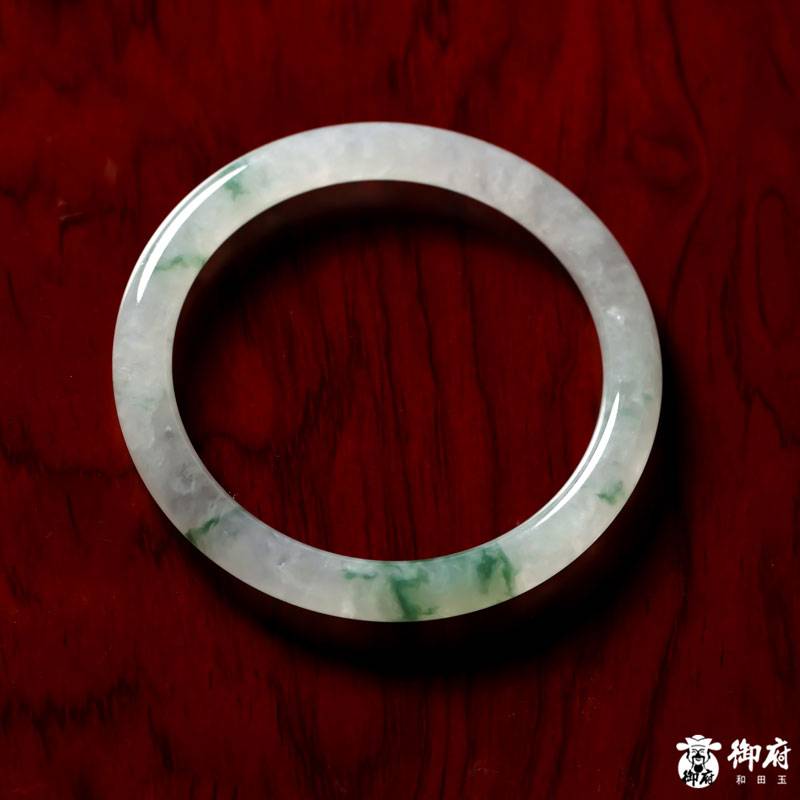 缅甸翡翠A货冰种飘花细圆条手镯 27.2克 内径54mm 图片2