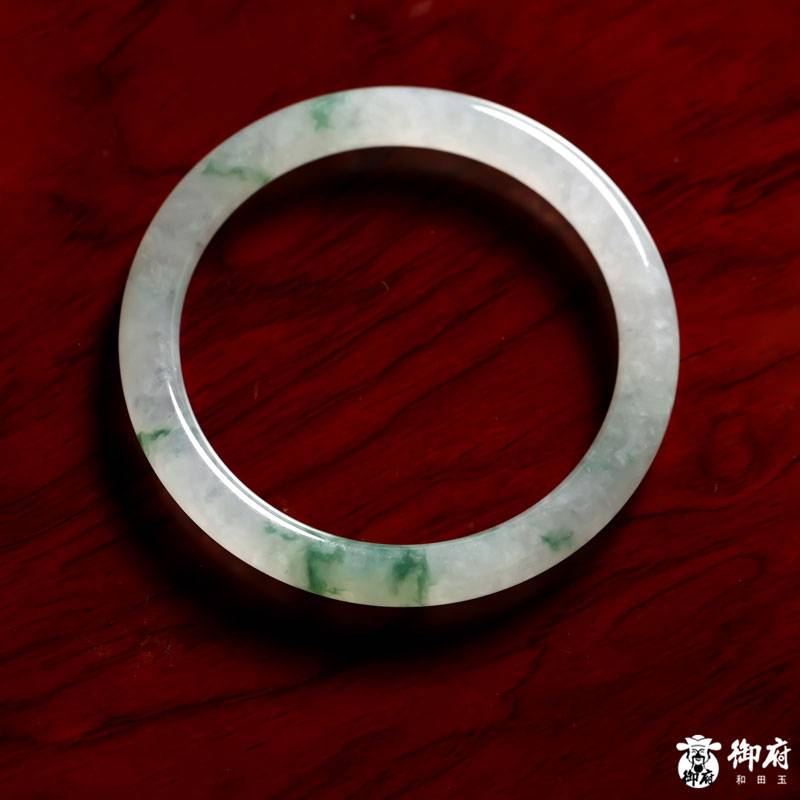 缅甸翡翠A货冰种飘花细圆条手镯 27.2克 内径54mm